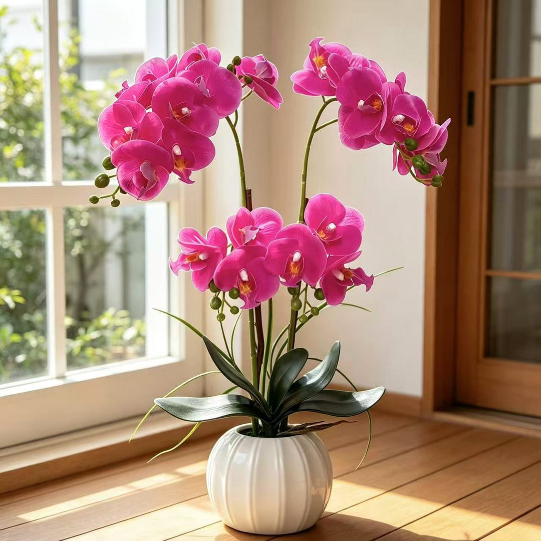 Lifelike Decorative Orchid Arrangement for Home Display