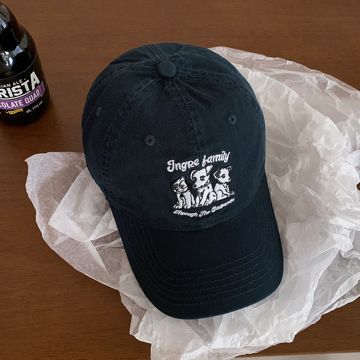 Playful Embroidered Dog Baseball Cap