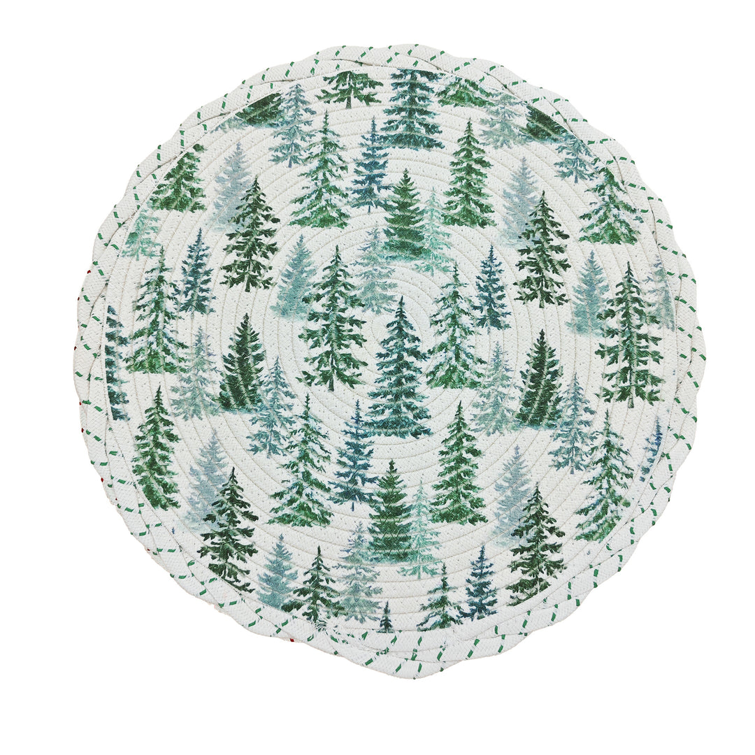 Braided round Christmas tree skirt made of cotton with quilted winter motif Kalsten