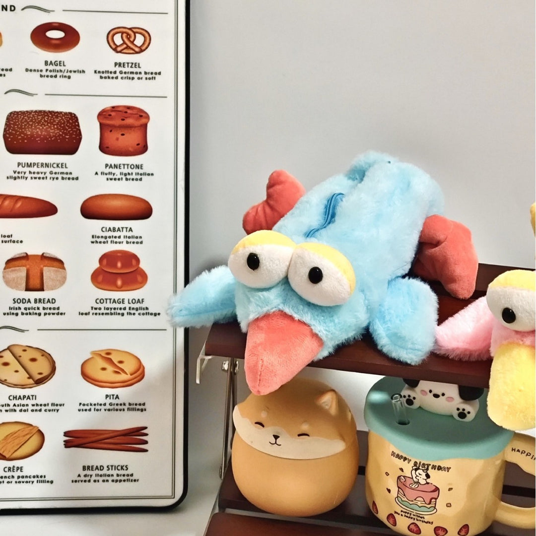 Plush Animal-Themed Zippered Storage Pouch