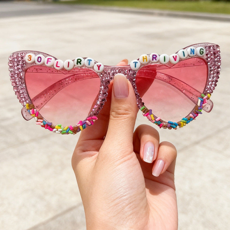 Decorative Cat-Eye Sunglasses with Rhinestones Kalsten