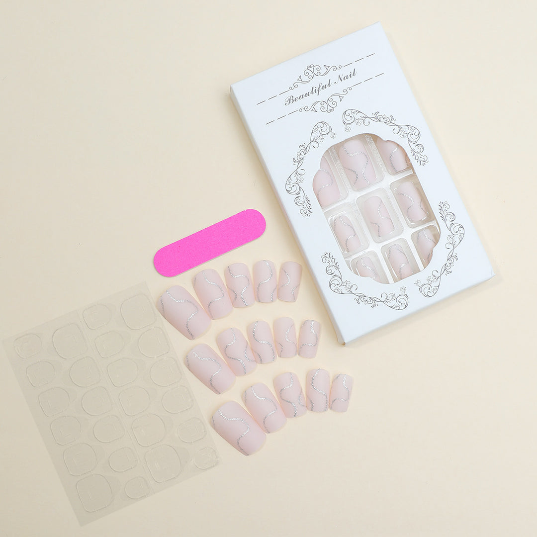 Nail art set with elegant glitter contour design Kalsten