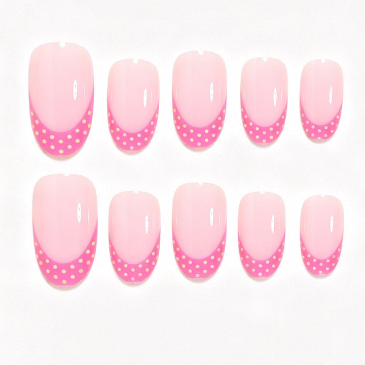 Artistic Polka Dot French Tip Nail Set Kalsten