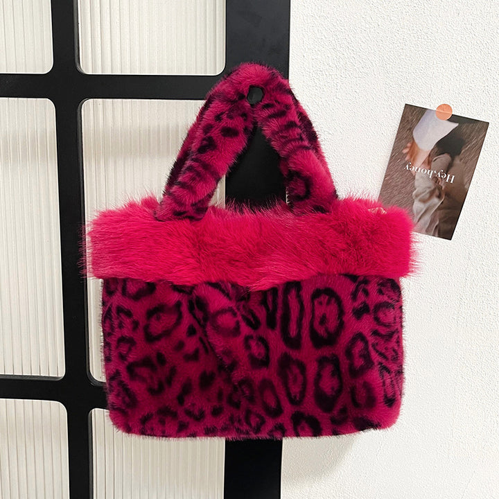 Luxe Faux Fur Leopard Print Handbag