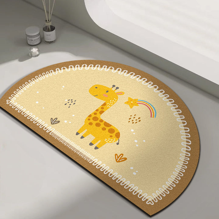 Playful Giraffe Themed Bath Mat