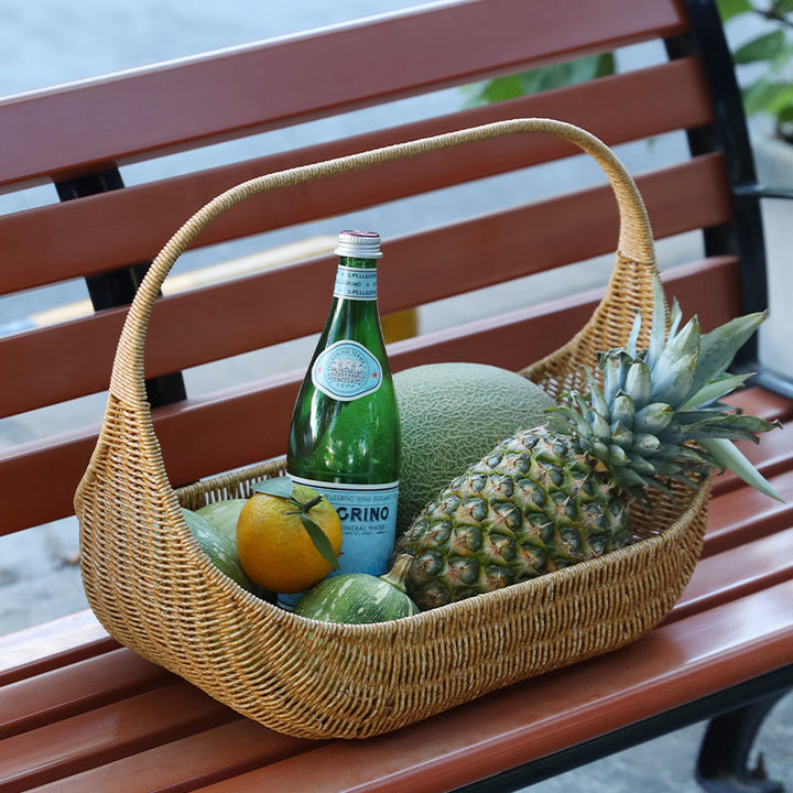 Handcrafted Curved Woven Storage Basket Kalsten