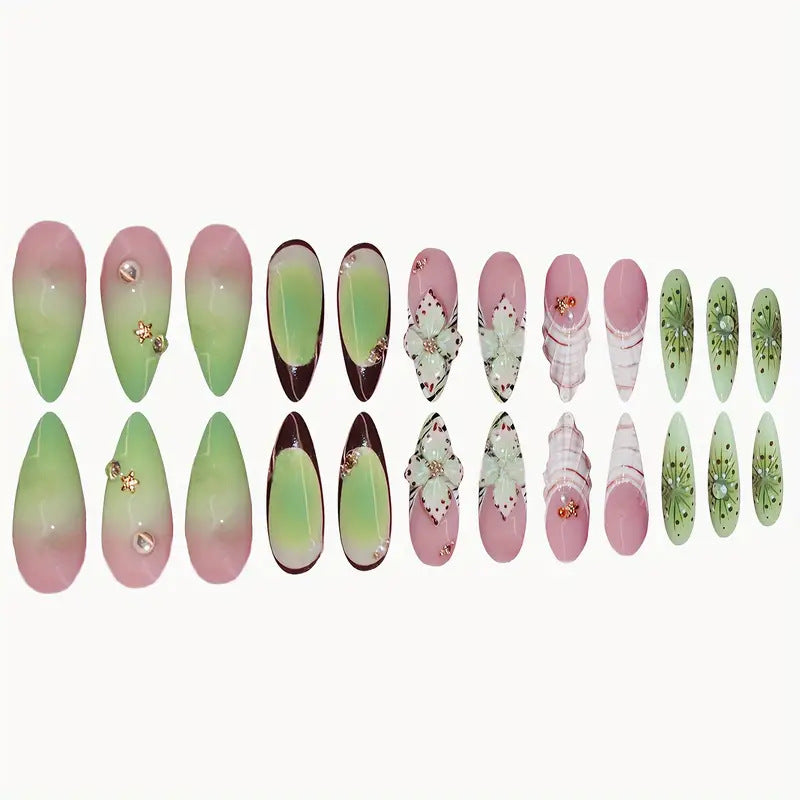 Decorative 3D Butterfly Themed Press-On Nail Art Kalsten
