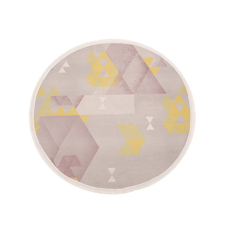 Round Decorative Living Room Carpet with Modern Geometric Pattern Kalsten
