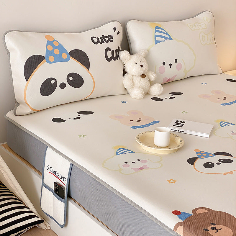 Kids Mattress Protector Topper with Non-Slip Bottom and Cute Bear Print