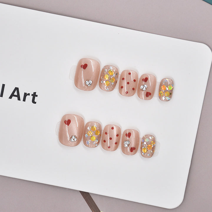 Glamorous Heart-Themed Press-On Nail Set Kalsten