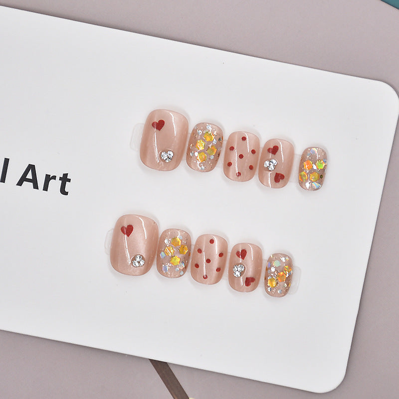 Artistic Heart-Themed Press-On Nail Set Kalsten