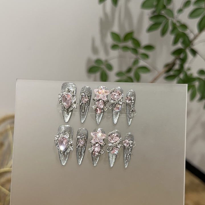Elegant Rhinestone-Accented Press-On Nail Set