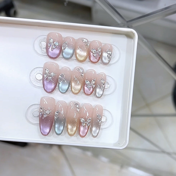 Decorative Press-On Nail Set with Butterfly Accents Kalsten
