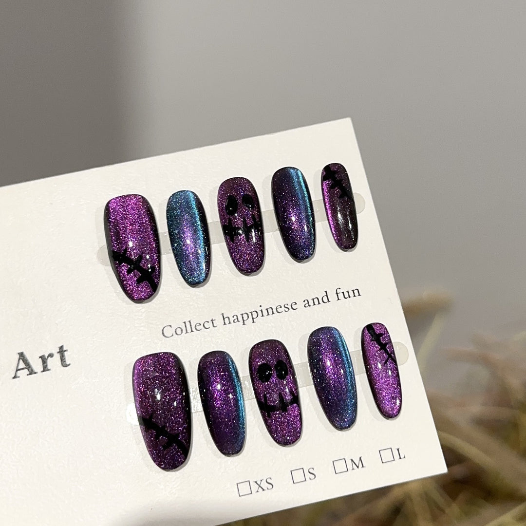 Halloween-Themed Glittering Press-On Nail Art Set