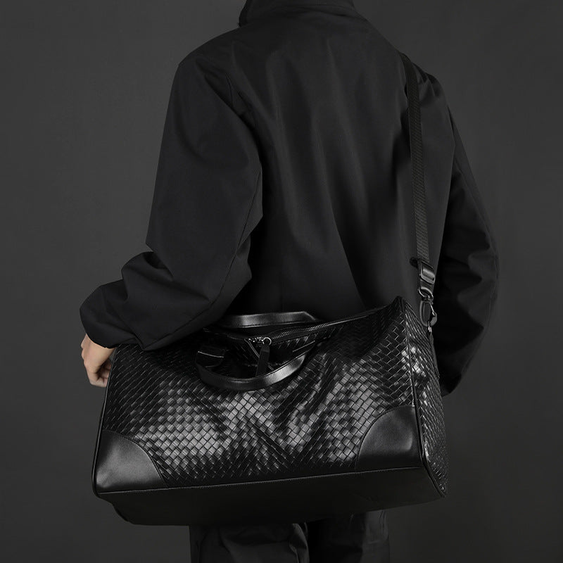 Luxury Woven Leather Weekend Duffle Bag Kalsten