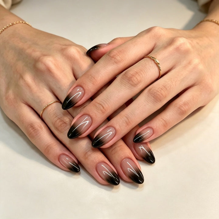 Elegant artificial nails with high-gloss finish and ombre effect Kalsten