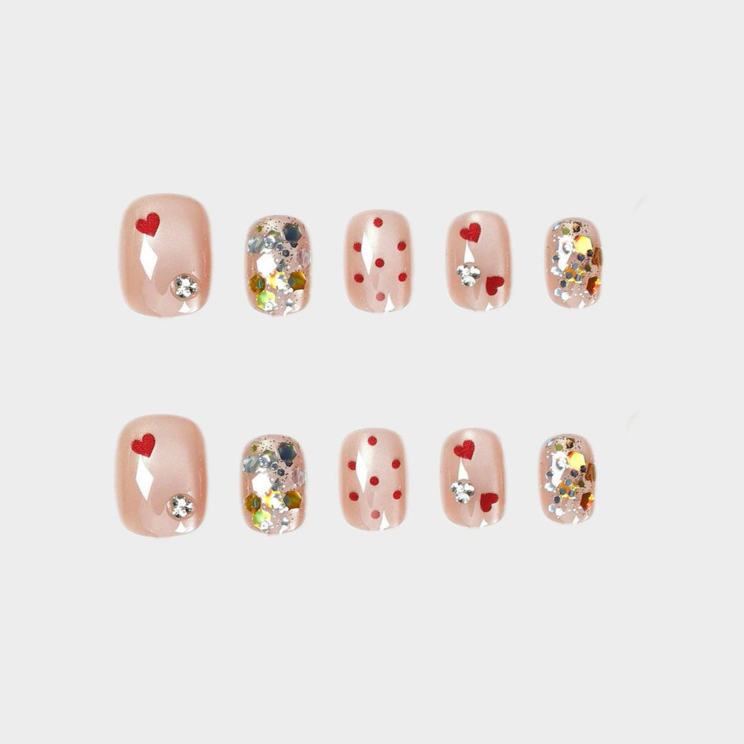 Artistic Heart-Themed Press-On Nail Set Kalsten