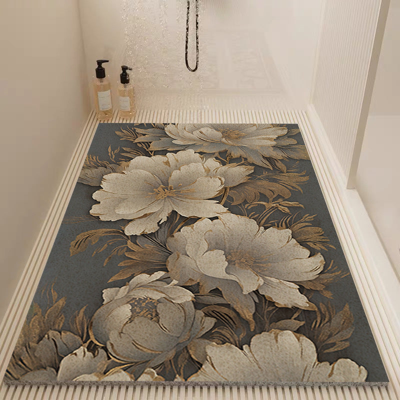 Elegant Floral Pattern Bath Mat Kalsten
