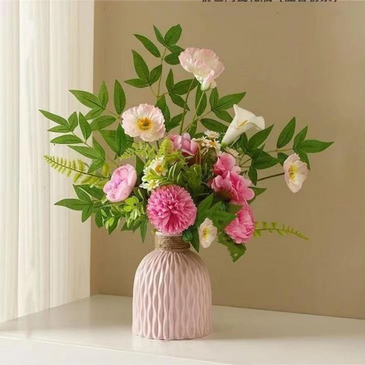Lifelike Floral Arrangement with Decorative Vase