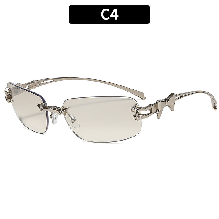 Fashionable Shield Sunglasses with Decorative Star Accents