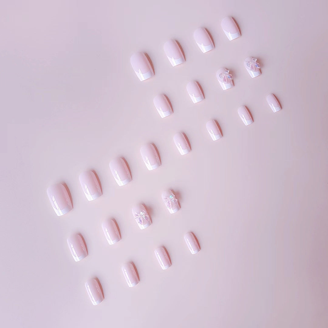 Acrylic nail set with elegant French tips and 3D details Kalsten