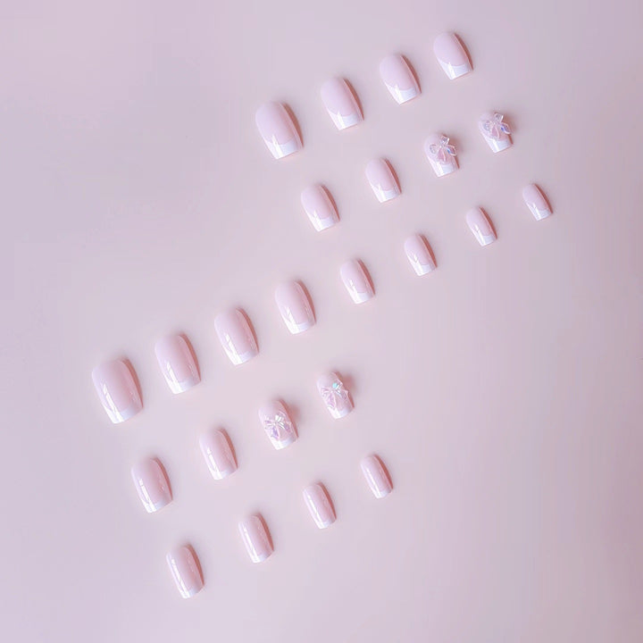 Acrylic nail set with elegant French tips and 3D details Kalsten