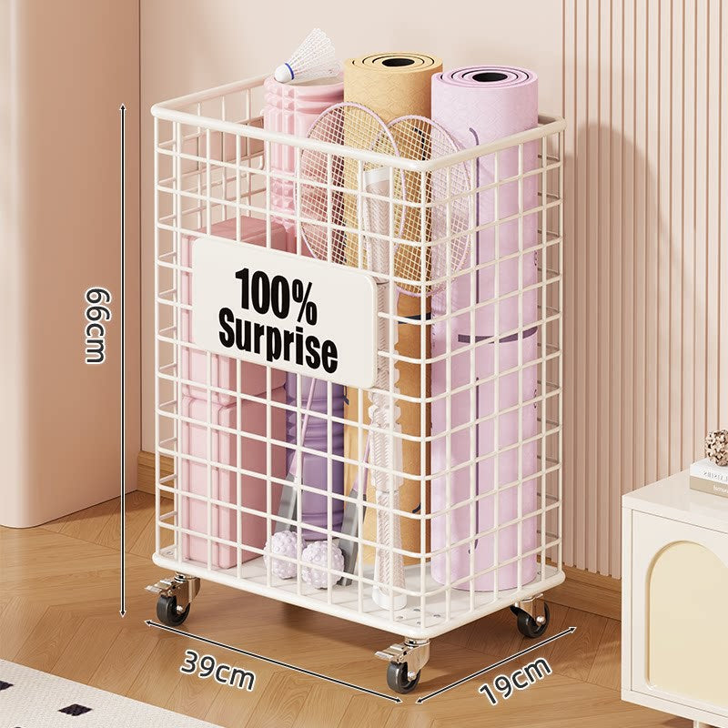 Vertical Rolling Mesh Storage Cart with Locking Casters and Front Access Basket
