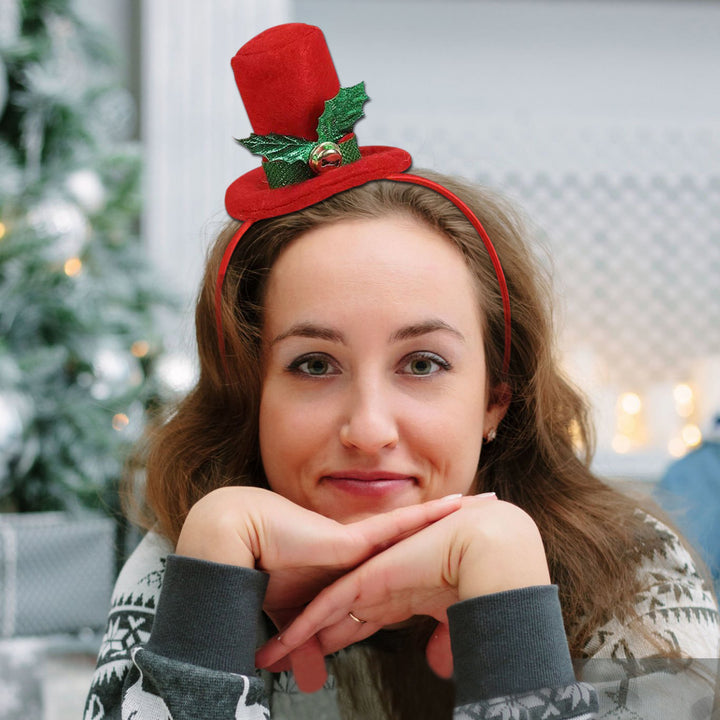 Christmas headband with Santa hat and plant motif