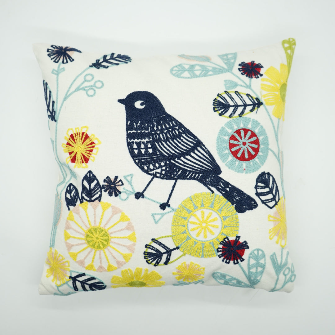 Decorative Embroidered Bird Cushion