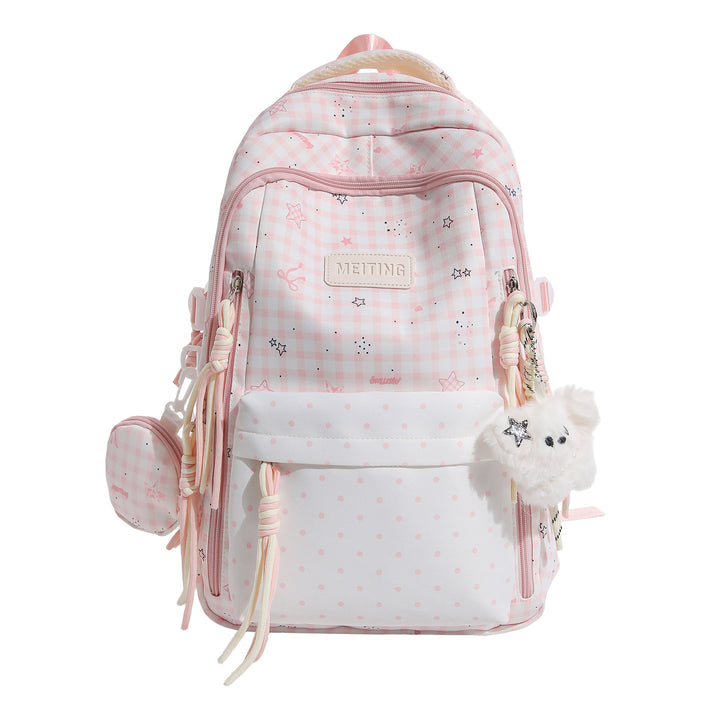 Decorative Plaid and Star Patterned Backpack Kalsten