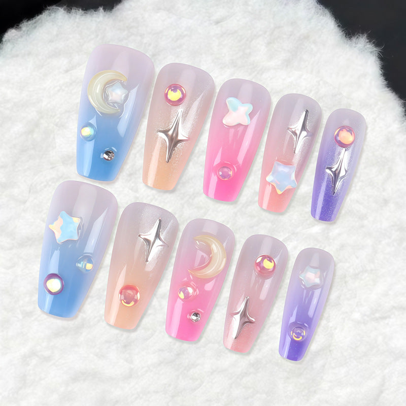 Artistic Nail Design with Celestial Theme Kalsten
