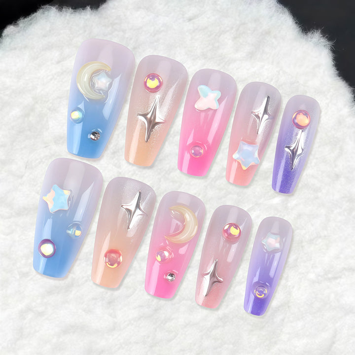 Artistic Nail Design with Celestial Theme Kalsten