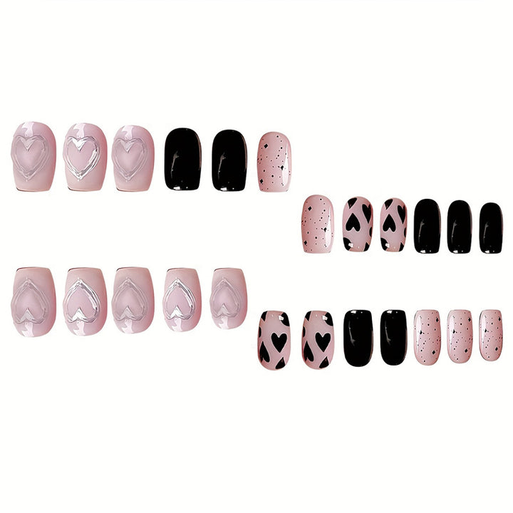 Artistic Heart-Themed Press-On Nail Set Kalsten