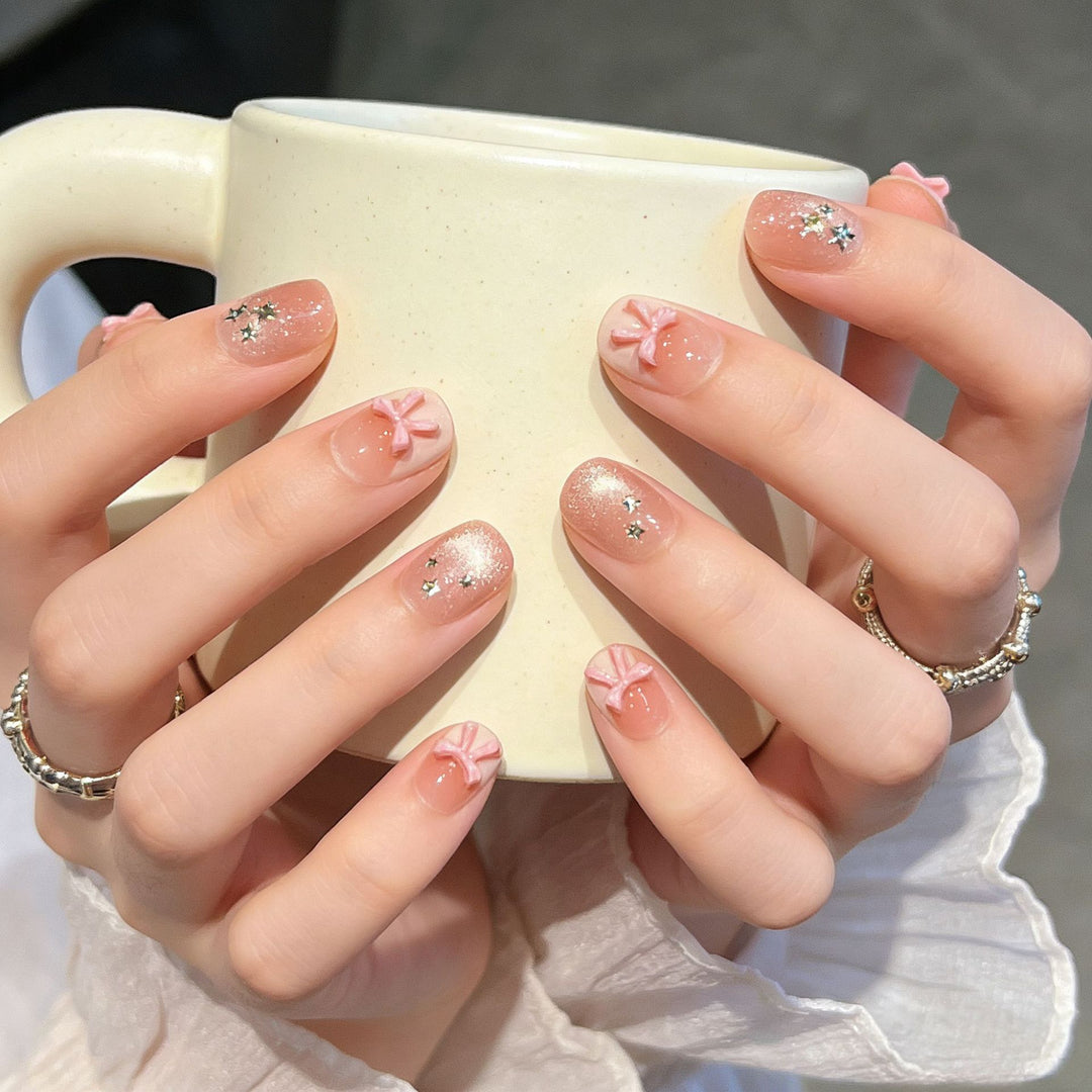 Elegant Decorative Press-On Nail Extensions with Pearls Kalsten