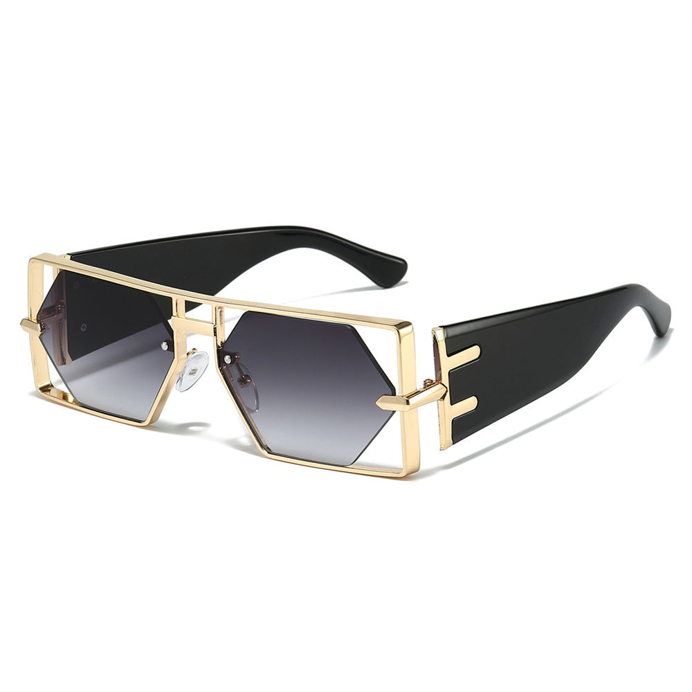 Geometric Shield Sunglasses with Premium Metallic Frame Kalsten