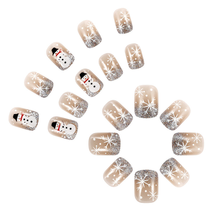 Festive Snowman-Themed Acrylic Nail Art Kalsten