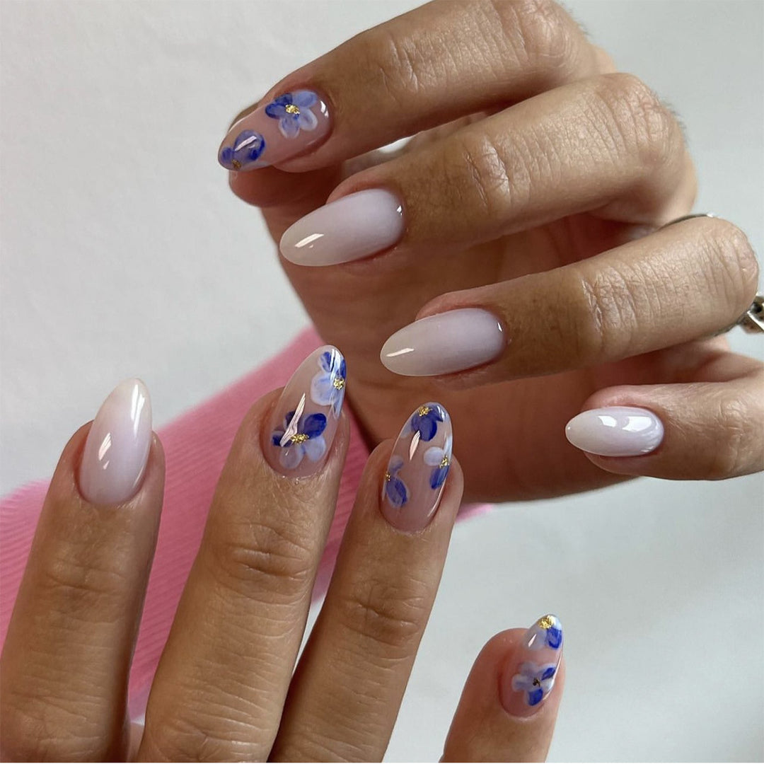 Artful Nail Extensions with Floral Accents Kalsten