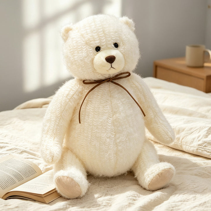Plush Curly-Knit Sitting Teddy Bear Decorative Soft Toy Kalsten