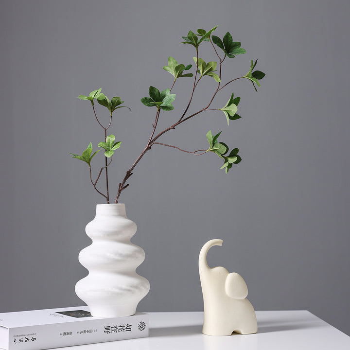 Modern Minimalist Ribbed Ceramic Vase