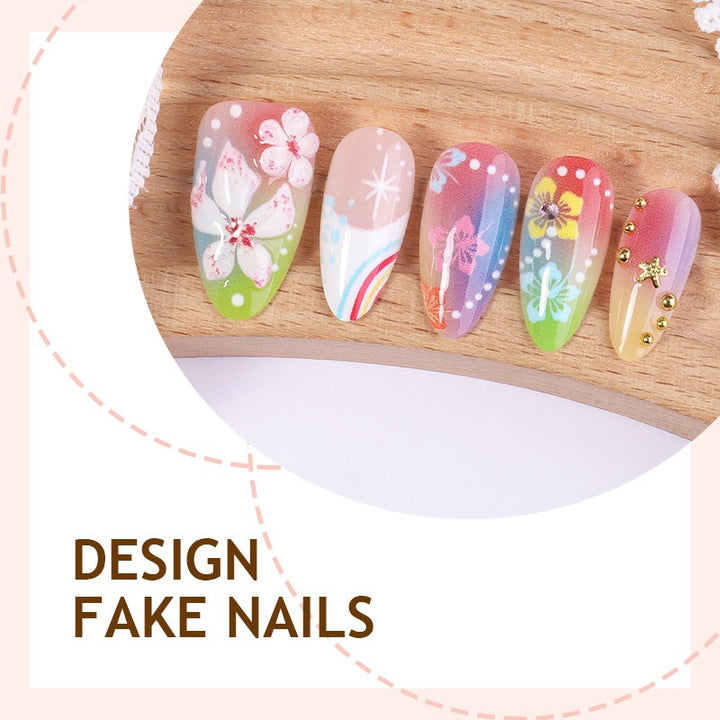 Artificial nail set with various designs and shiny embellishments Kalsten