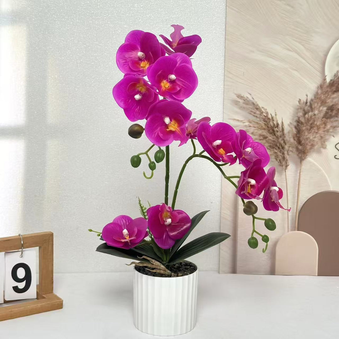 Lifelike Artificial Orchid Plant Arrangement for Home Decor