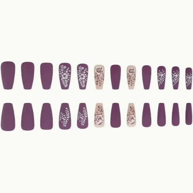 Floral Matte Acrylic Nail Art Kalsten