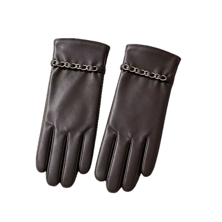 Chic Leather Gloves with Chain Detail Kalsten