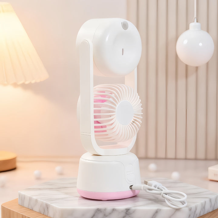 Unisex portable double fan with USB charging function, tiltable fan heads and quiet motor Kalsten