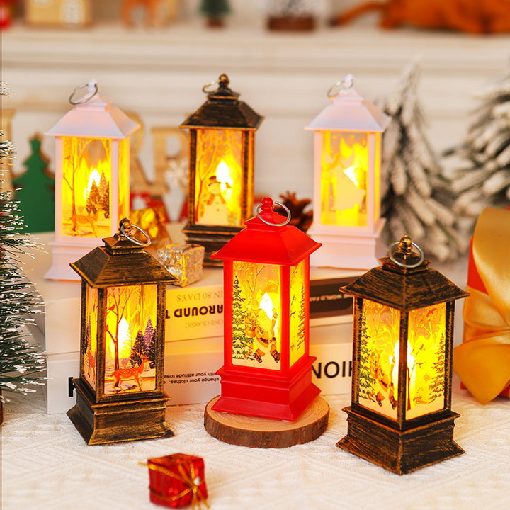 Nostalgic LED Christmas lantern with movable Santa motif Kalsten