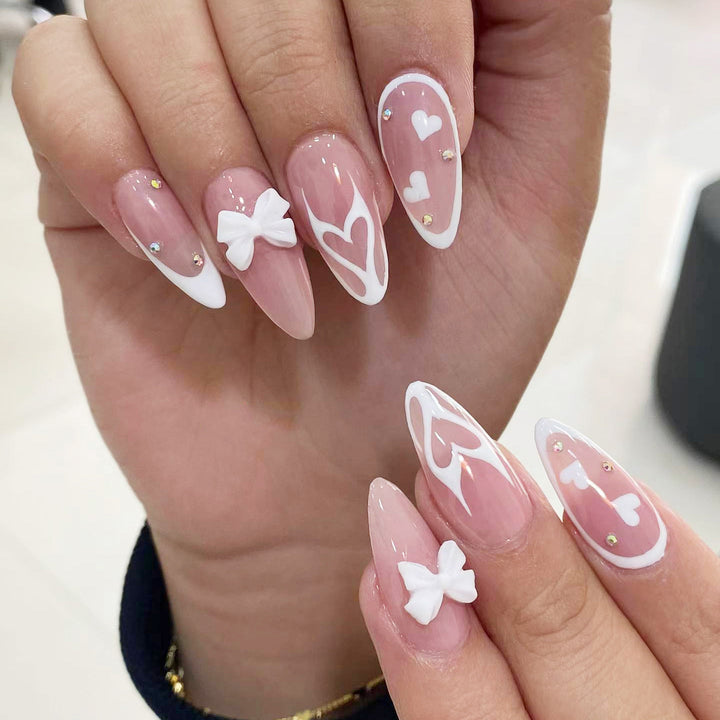 Artistic stiletto nails with heart design Kalsten