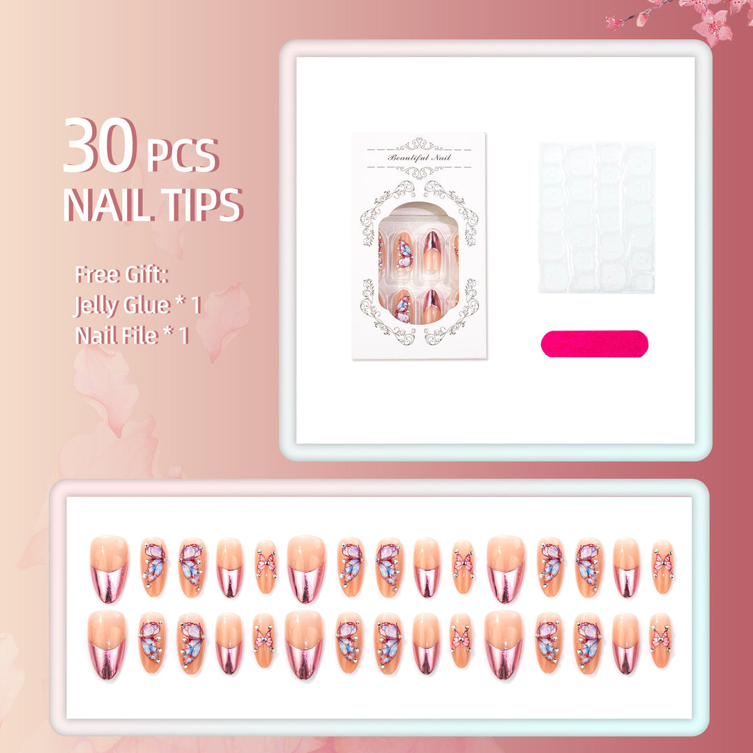 Decorative Butterfly-Inspired Press-On Nail Set