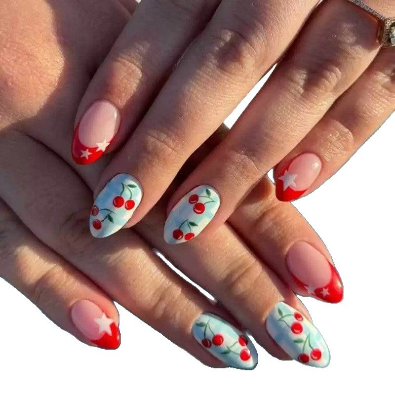 Creative art nails with cherry design Kalsten