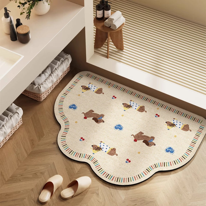 Playful Cartoon Character Bath Mat