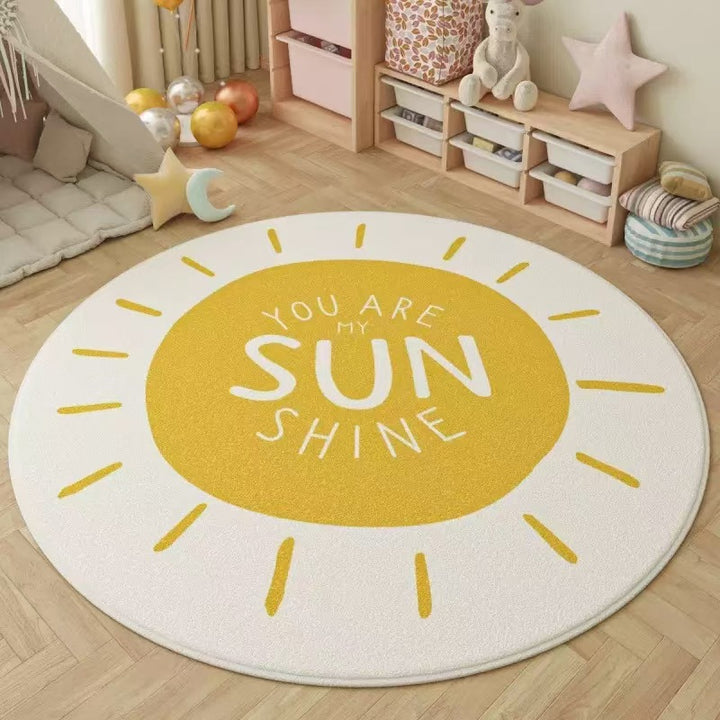 Playful Elephant Theme Round Rug